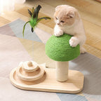 Cat Tree Scratching Post with Interactive Toys - Sisal & Wood
